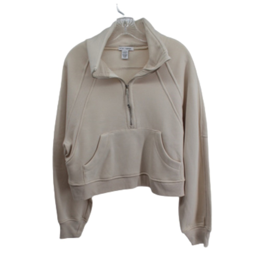 Better Together Cropped‎ Sweatshirt Women L Ivory Fleece Lined Raglan Cozy